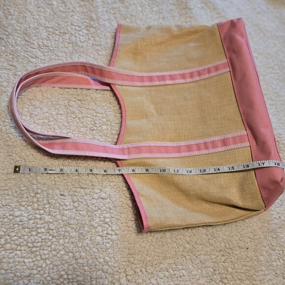 Estee Lauder Pink Cotton Canvas and "Straw" Tote Bag - Picture 9 of 13